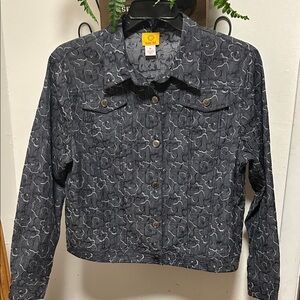 Ruby Rd. Charcoal Floral Jean Jacket